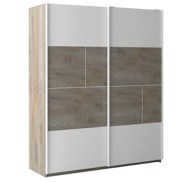 Kledingkast Prado 181 cm breed in endgrain eiken met mat wit