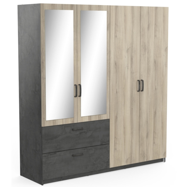 Kledingkast Ready 178 cm breed antraciet met kronberg eiken