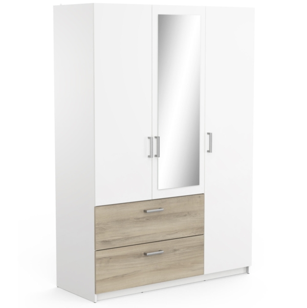 Kledingkast Ready 133 cm breed wit met Shannon eiken