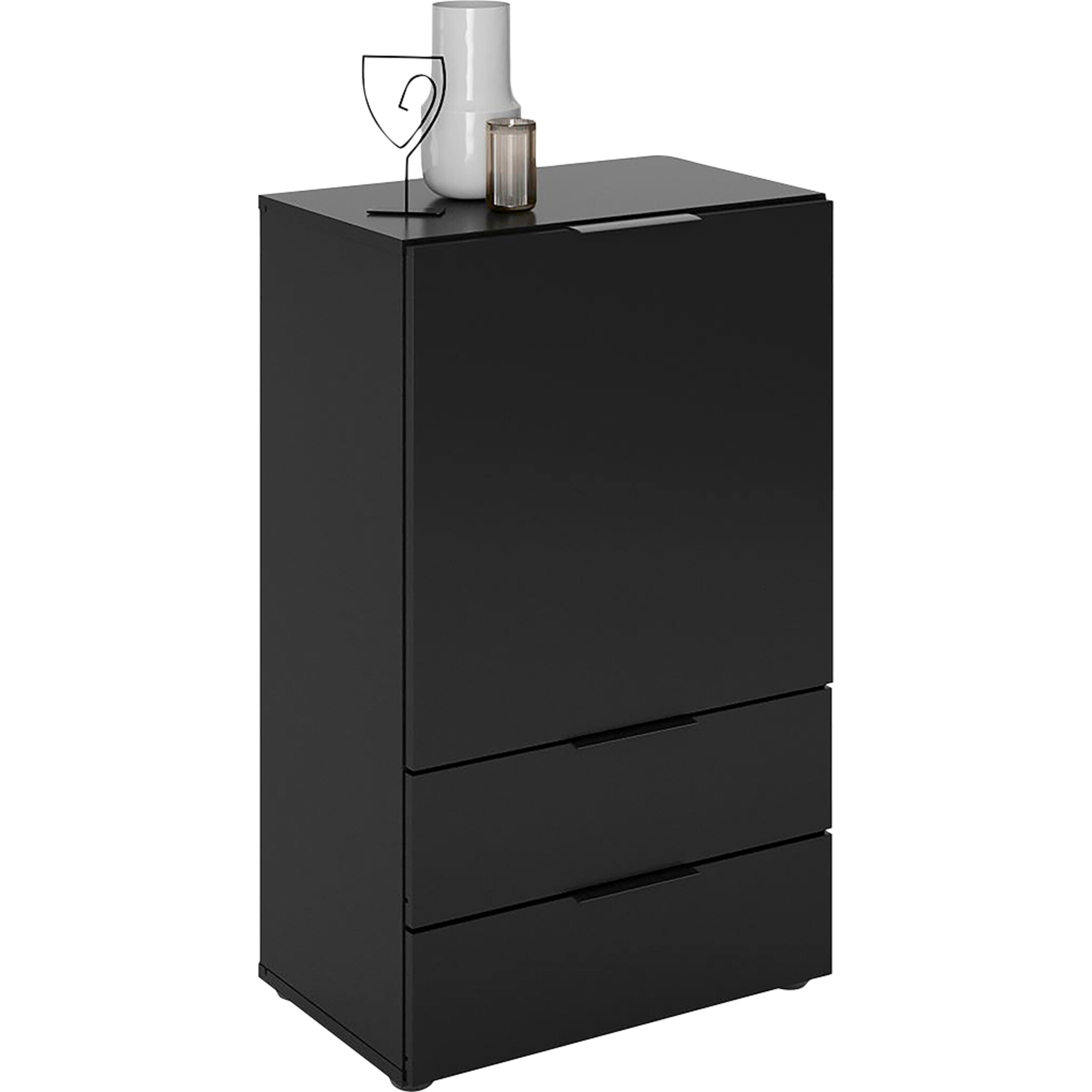 Zwevend Ladekast dark 81 cm hoog mat zwart