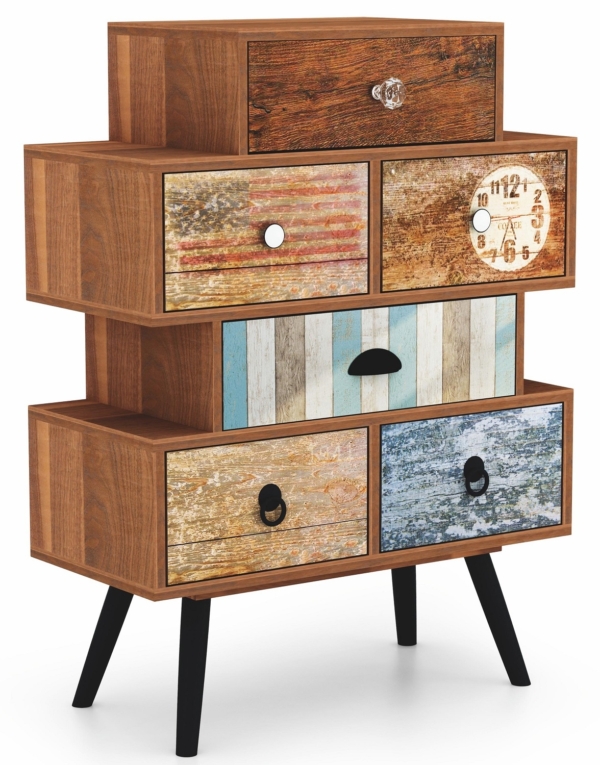 Ladekast Mezo 85 cm hoog in multicolor