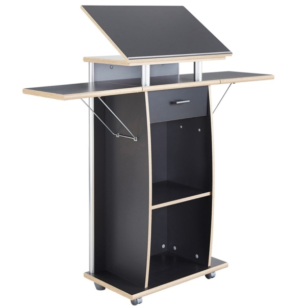 Lessenaar lectern verrijdbaar antraciet