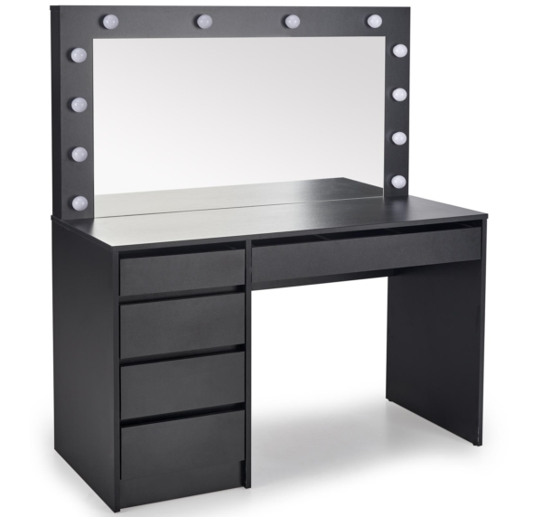 Kaptafel / Make-uptafel Charme zwart 120 cm breed met spiegel en led