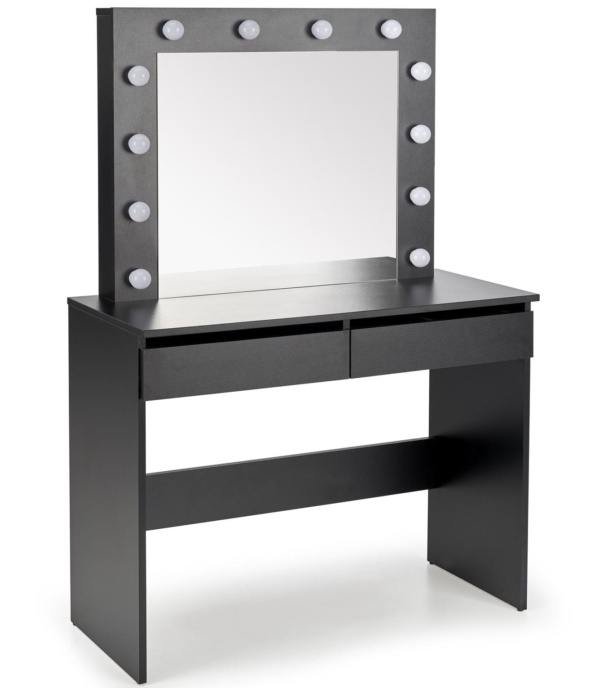 Kaptafel / Make-uptafel Charme zwart 94 cm breed met spiegel en led