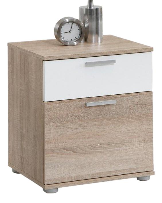 Nachtkastje Jack met 2 lades Eiken met wit