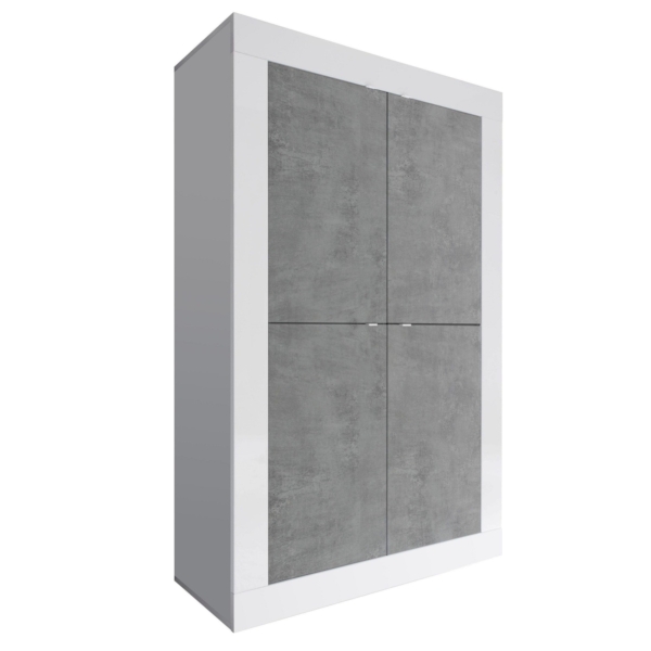 Opbergkast Basic 162 cm hoog wit met beton