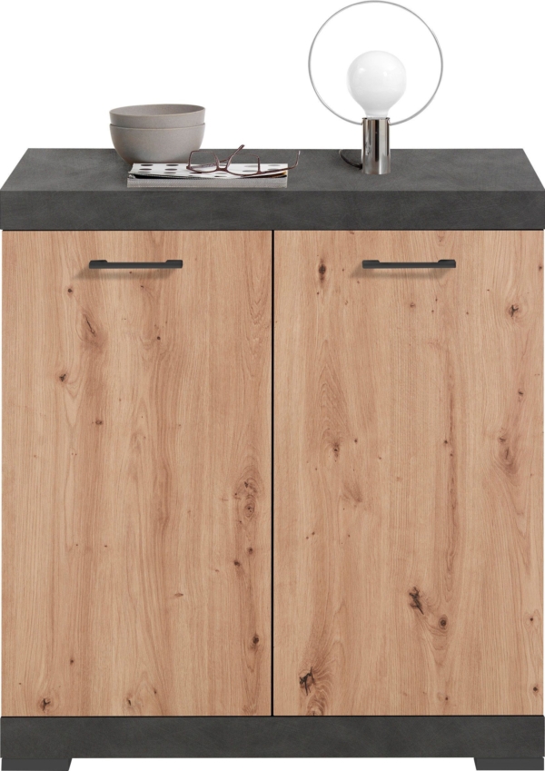 Opbergkast Bristol 1 XL van 90 cm hoog eiken met antraciet