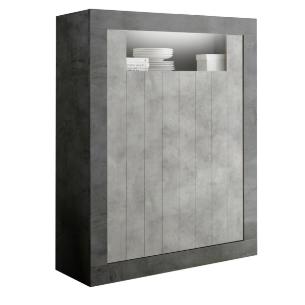 Opbergkast Urbino 144 cm hoog in Oxid met grijs beton