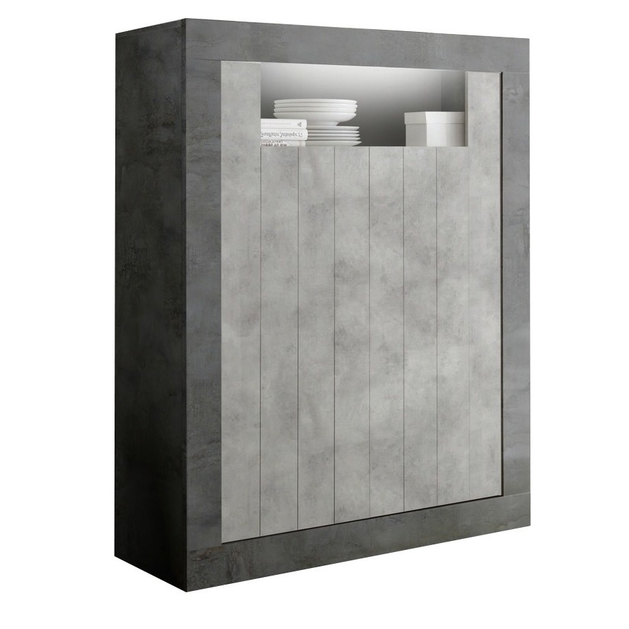 Opbergkast Urbino 144 cm hoog in Oxid met grijs beton