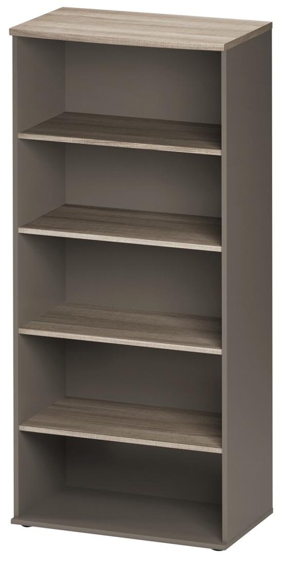 Boekenkast Jazz 2 van 183 cm hoog in grijs eiken met grijs