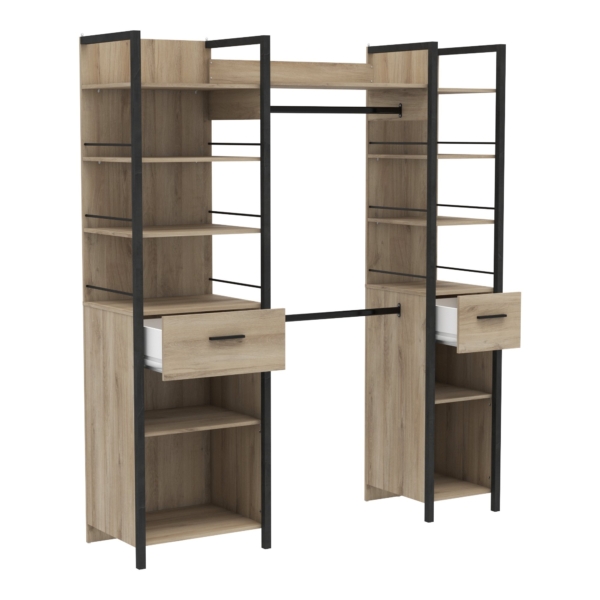 Open kledingkast Riga 179 cm breed eiken met zwart