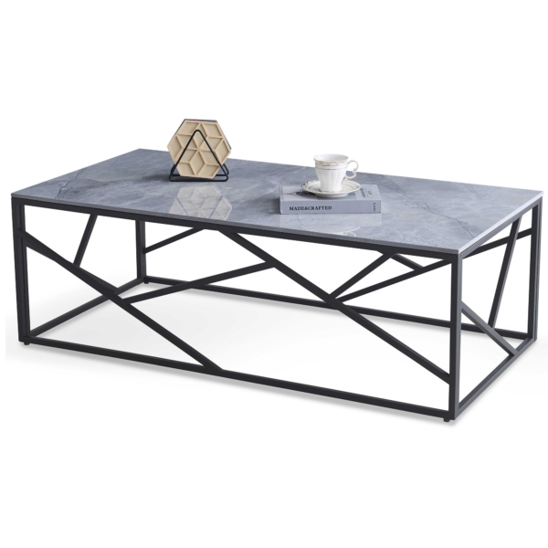 Rechthoek salontafel Universe 120x60 cm marmer grijs met zwart