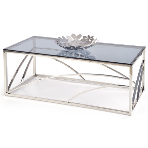 Rechthoek salontafel Universe 120x60 cm smoked glas met chrome