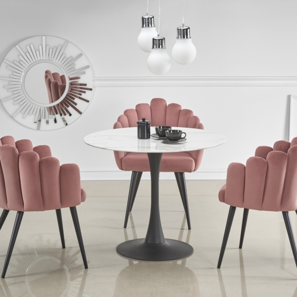 Ronde eettafel Ambrosio 90 cm marmer wit