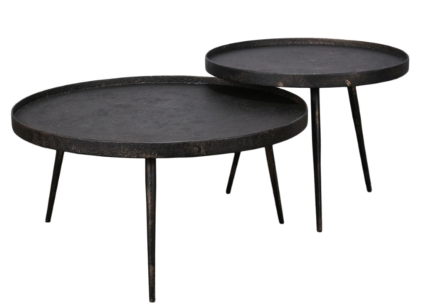 Ronde salontafel set Metallic in gepoedercoat grijs