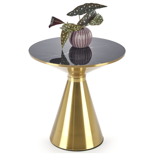 Ronde salontafel Tribeca 50 cm marmer zwart met goud