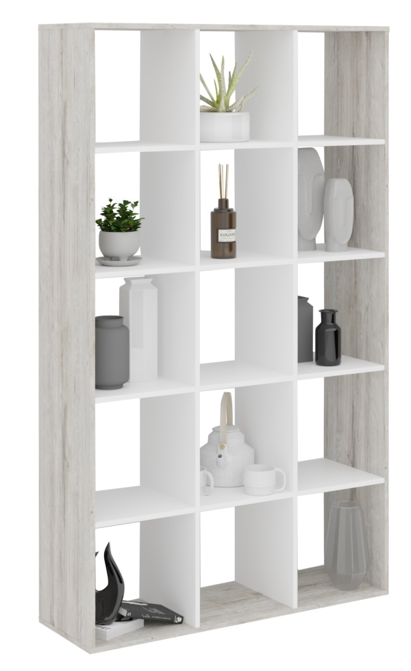 Roomdivider Mega 15 vakken zand eiken met wit