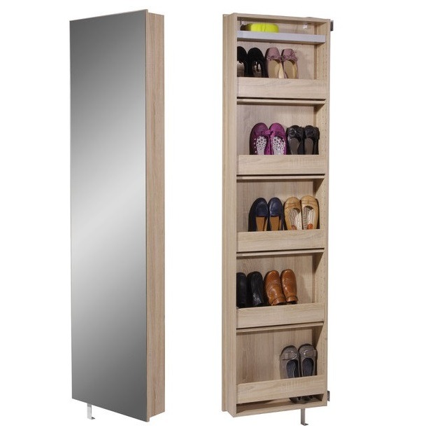 Roterend schoenenkast Elda 195 cm hoog in Sonoma eiken