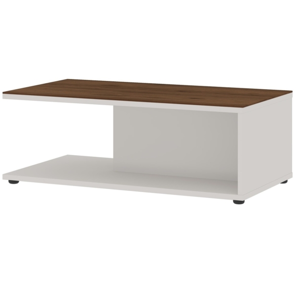 Salontafel California 109 cm breed in cashmere met walnoot