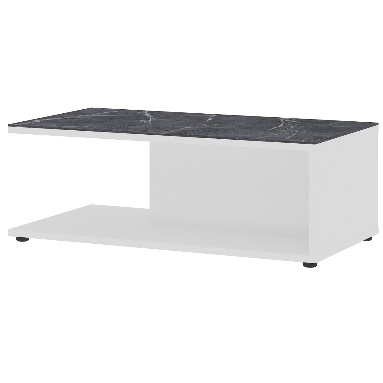 Salontafel California 109 cm breed in wit met marmer