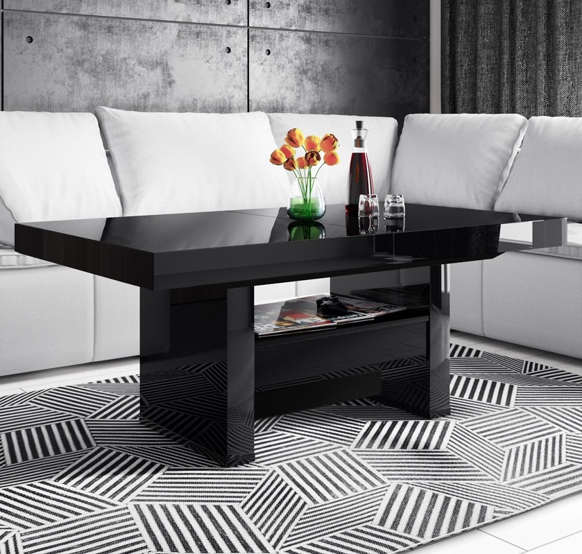 Salontafel / Eettafel Aversa Lux 120 cm breed in hoogglans zwart