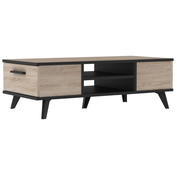 Salontafel Piano 106 cm breed - eiken met zwart