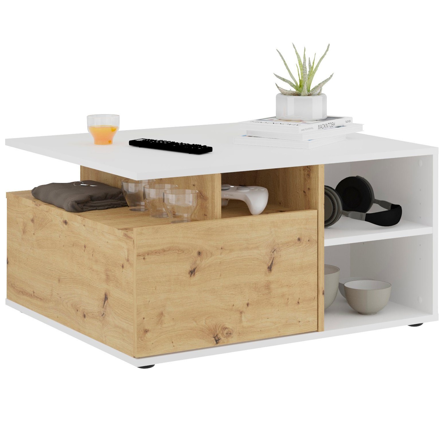 Salontafel Twin 2 wit met eiken