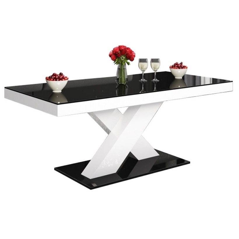Salontafel Xenon mini 120 cm breed - Hoogglans zwart met wit