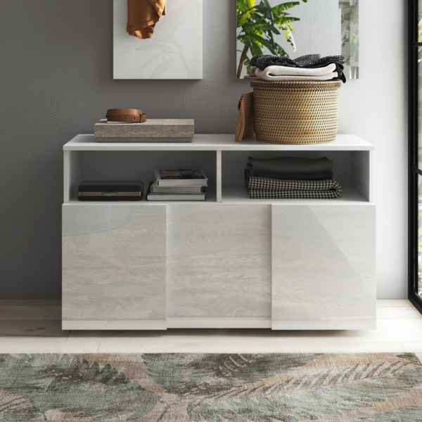 Schoenenbak Dama 91 cm breed hoogglans wit