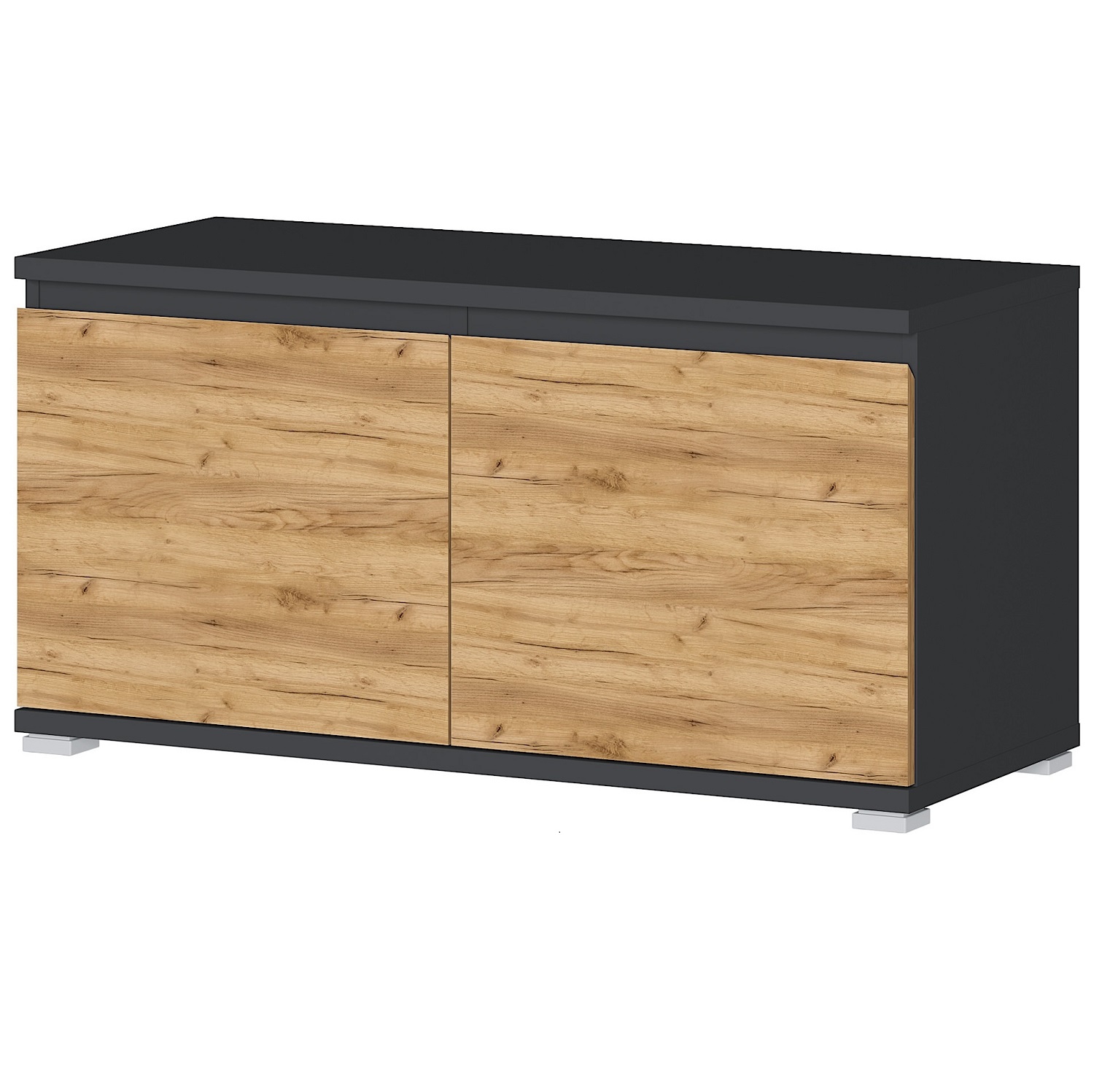 Schoenenbank Lissabon 49 cm hoog in navarra eiken met antraciet