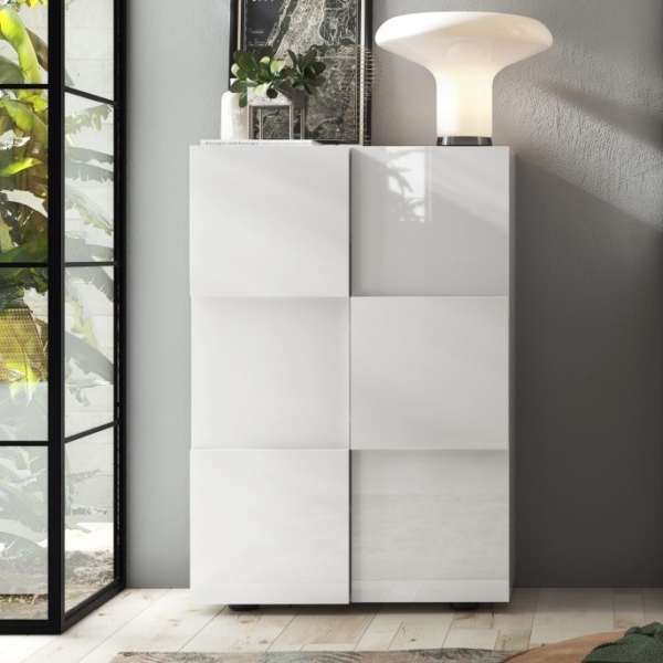 Schoenenkast Dama 78x116 cm hoogglans wit