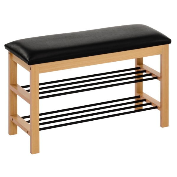 Schoenenbank Sera 48 cm hoog in naturel met zwart