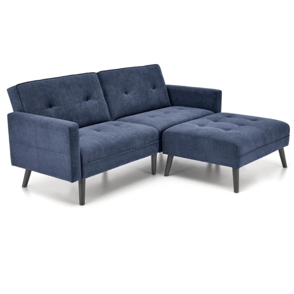 Slaapbank Cornelius 200x167 cm met voetbank blauw