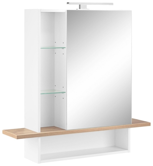 Spiegelkast Novolino 90 cm breed - Wit met Navarra eiken