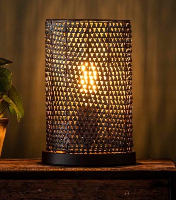 Tafellamp Armor Kegel 30 cm hoog in zwart bruin