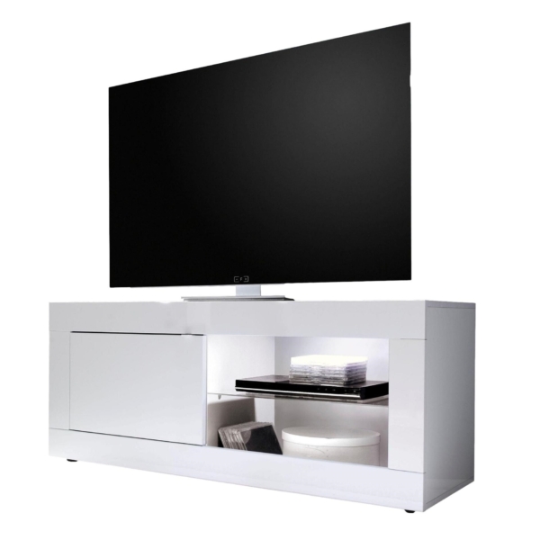 Tv-meubel Basic 140 cm breed in hoogglans wit