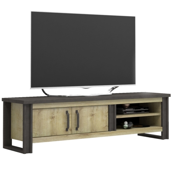 Tv-Meubel Baxter 204 cm breed eiken met antraciet