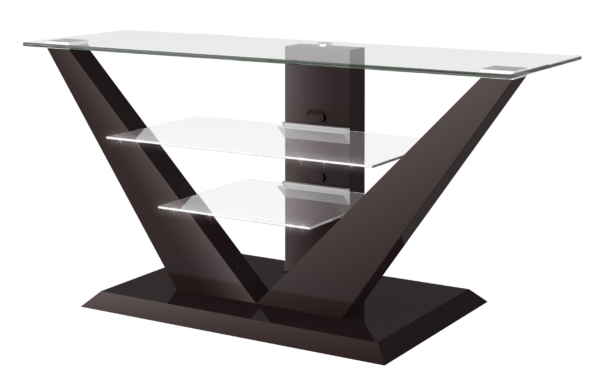 Tv-meubel Luna 140 cm breed met LED - Hoogglans bruin