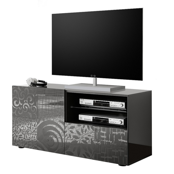 Tv-meubel Miro 121 cm breed in hoogglans grijs