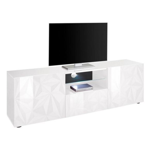 Tv-meubel Prisma 181 cm breed in hoogglans wit