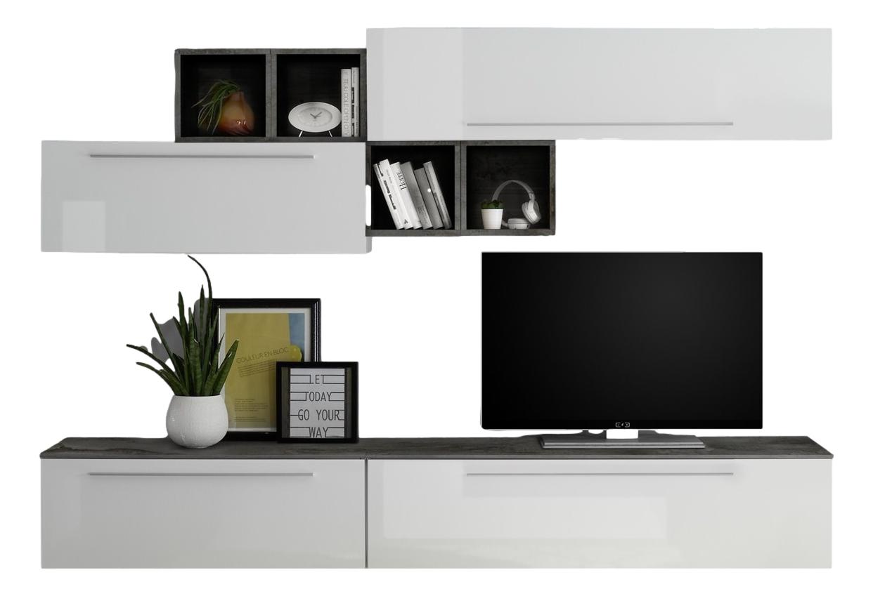 TV-wandmeubel set Moon in hoogglans wit met oxid