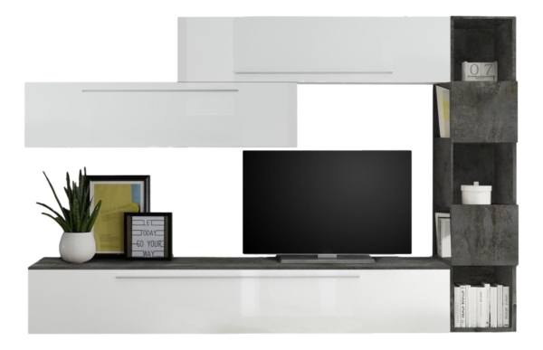TV-wandmeubel set Vika in hoogglans wit met oxid