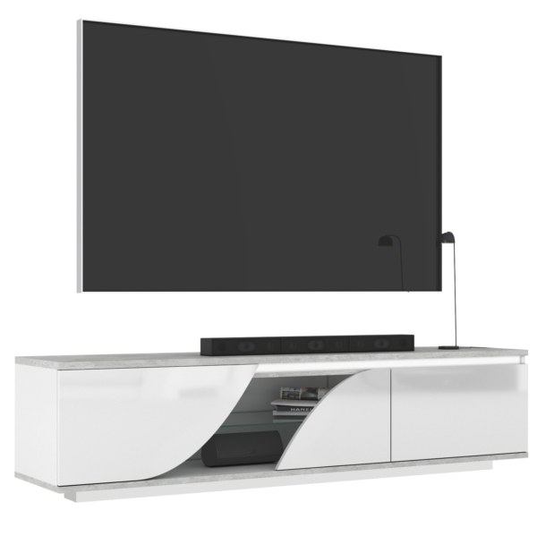 Tv Meubel Goya 200 cm breed hoogglans wit met grijs