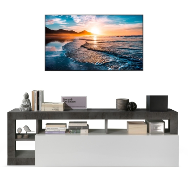 Tv Meubel Hamburg 184 cm breed hoogglans wit met oxid