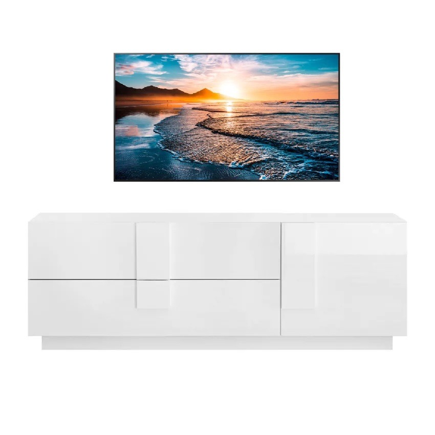 Tv Meubel Jupiter 181 cm breed 1 deur 2 lade hoogglans wit