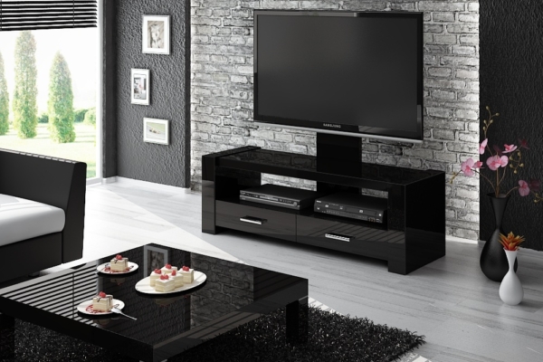 Tv-meubel Monaco 138 cm breed in hoogglans zwart