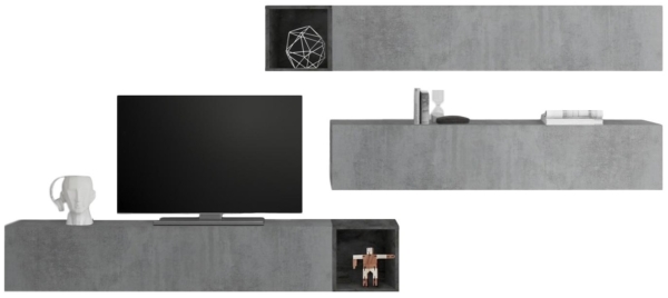 TV-wandmeubel Balvin in grijs beton met Oxid