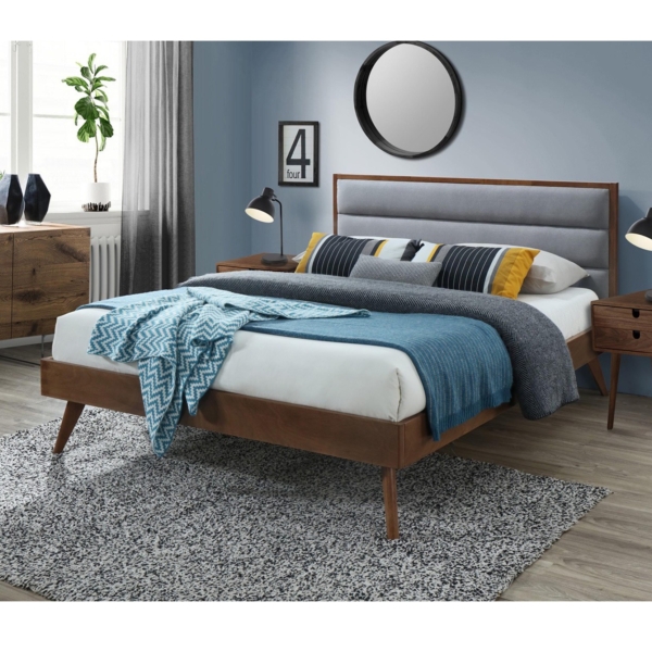 Tweepersoonsbed Orlando 160x200 cm walnoot met grijs