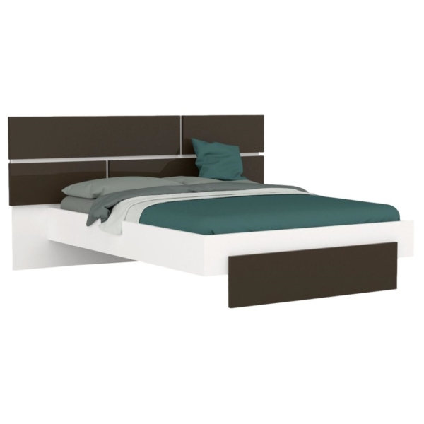 Tweepersoonsbed Prado 180x200cm in hoogglans wit met hoogglans grijs