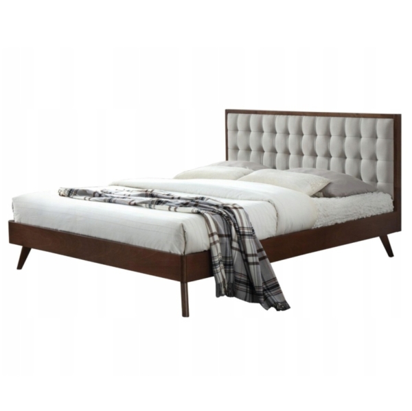 Tweepersoonsbed Solomo 160x200 cm walnoot met beige